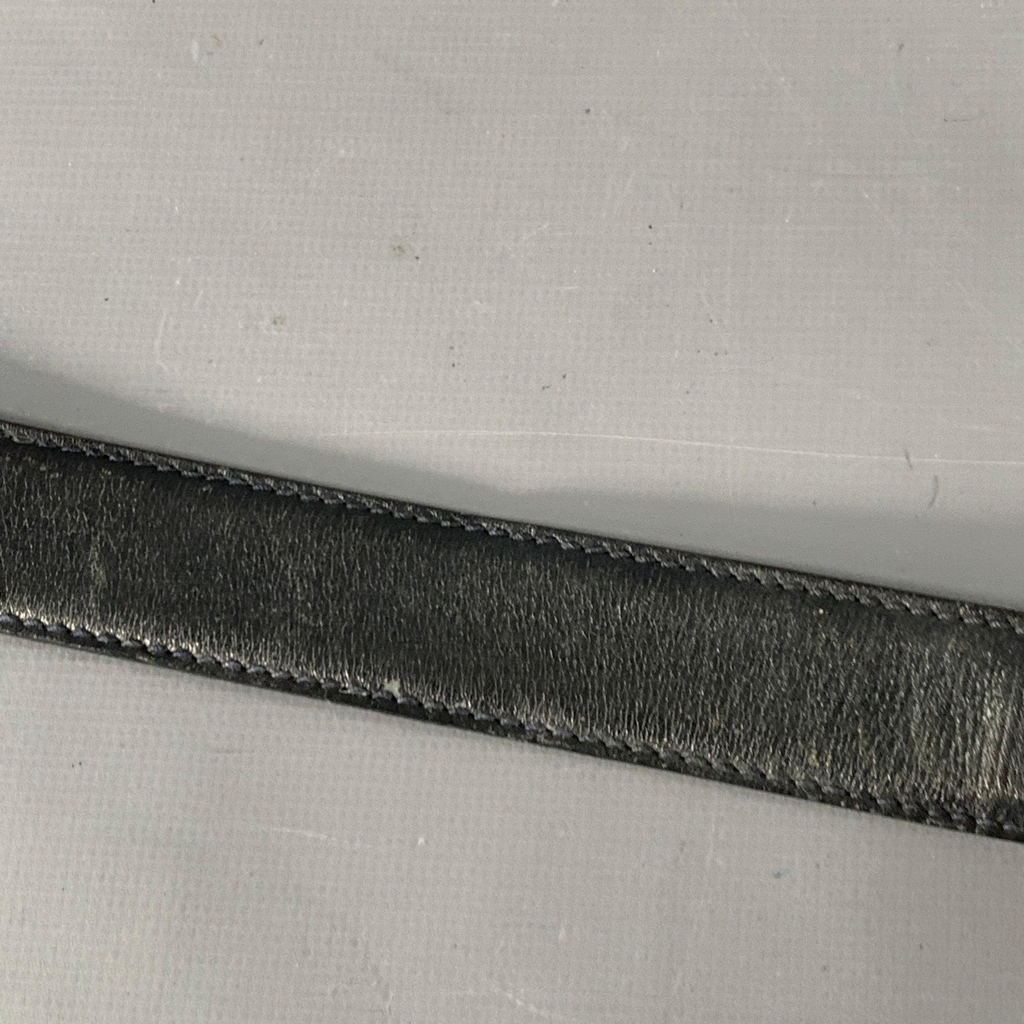 SALVATORE FERRAGAMO Size 29 Black Gold Logo Leather Belt For Sale 7
