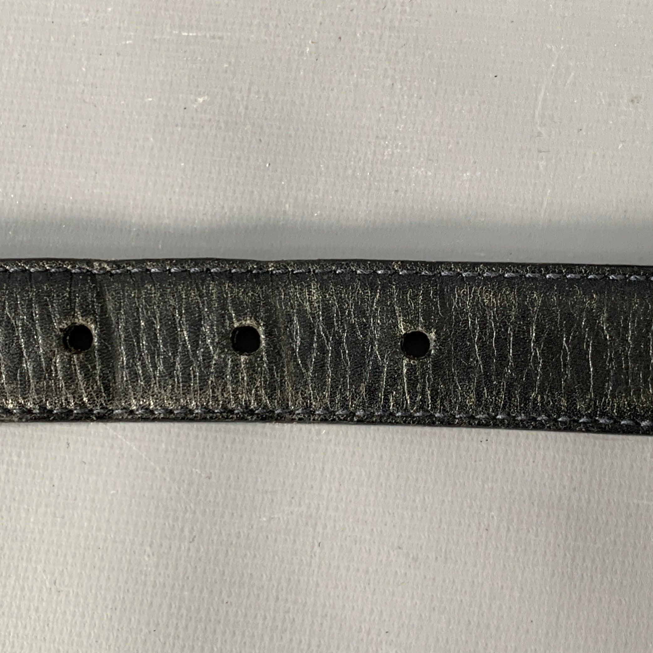 SALVATORE FERRAGAMO Size 29 Black Gold Logo Leather Belt For Sale 5