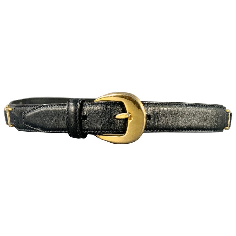 SALVATORE FERRAGAMO Taille 29 Ceinture en cuir avec logo doré noir