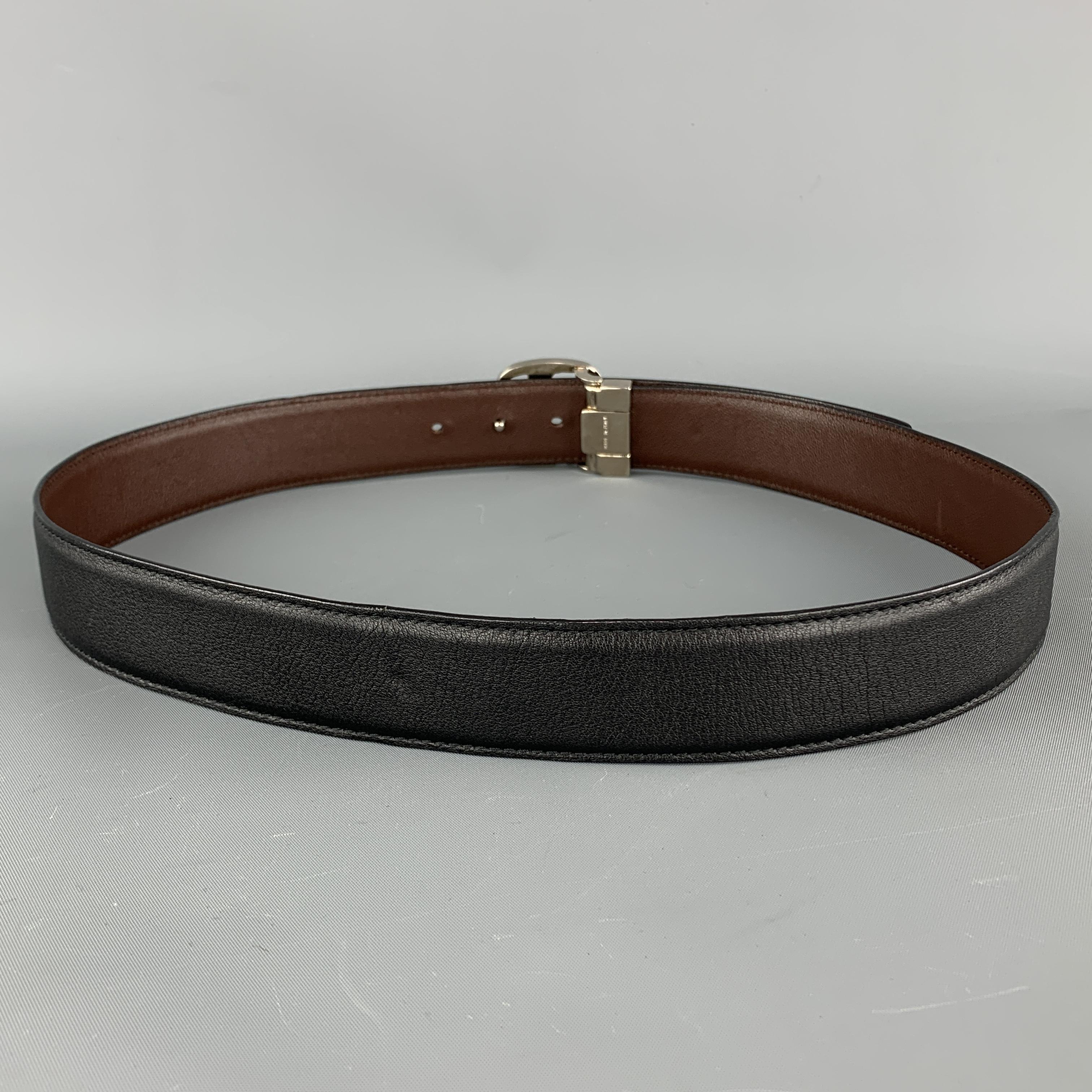 SALVATORE FERRAGAMO Size 32 Black & Brown Reversible Leather Belt In Good Condition In San Francisco, CA