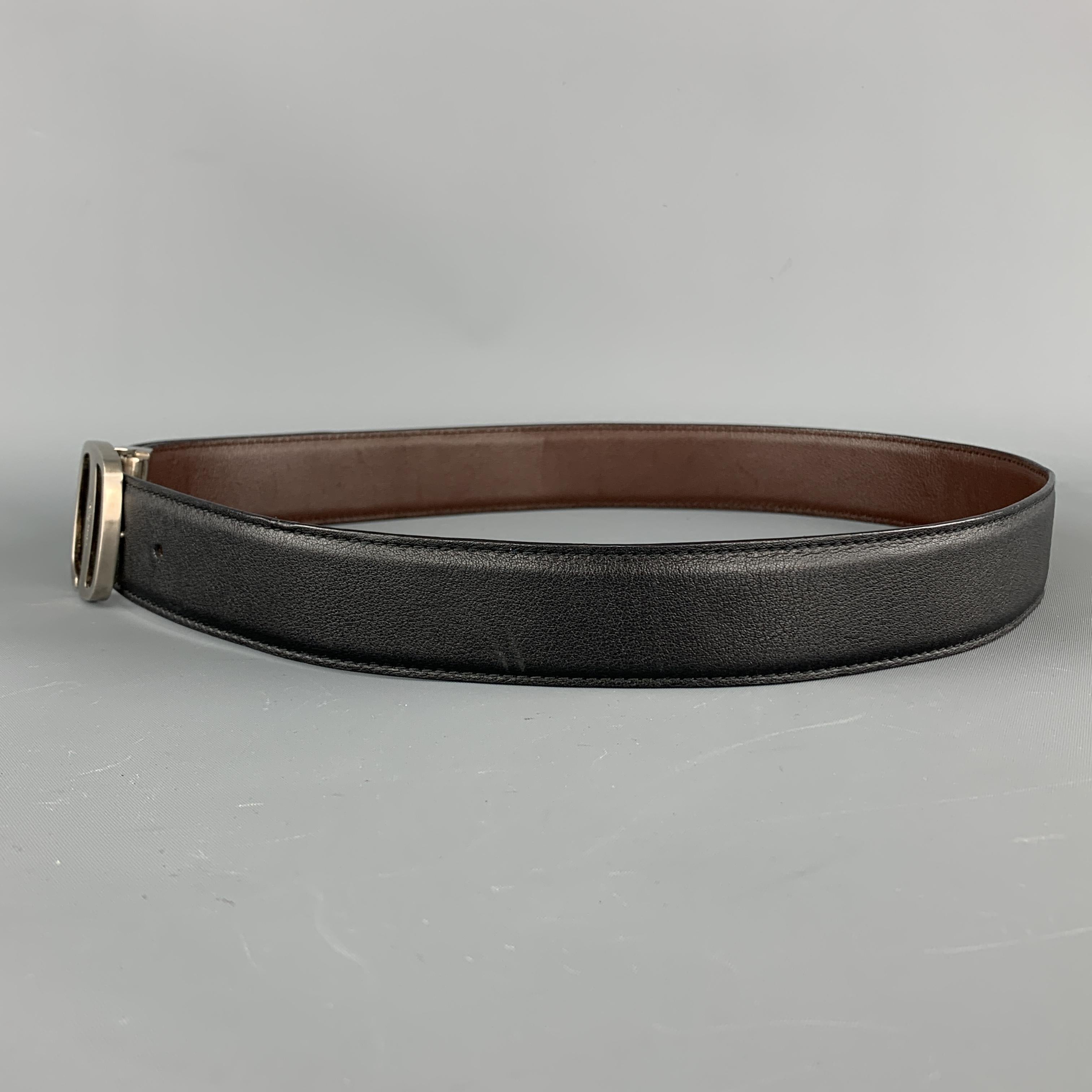 Men's SALVATORE FERRAGAMO Size 32 Black & Brown Reversible Leather Belt