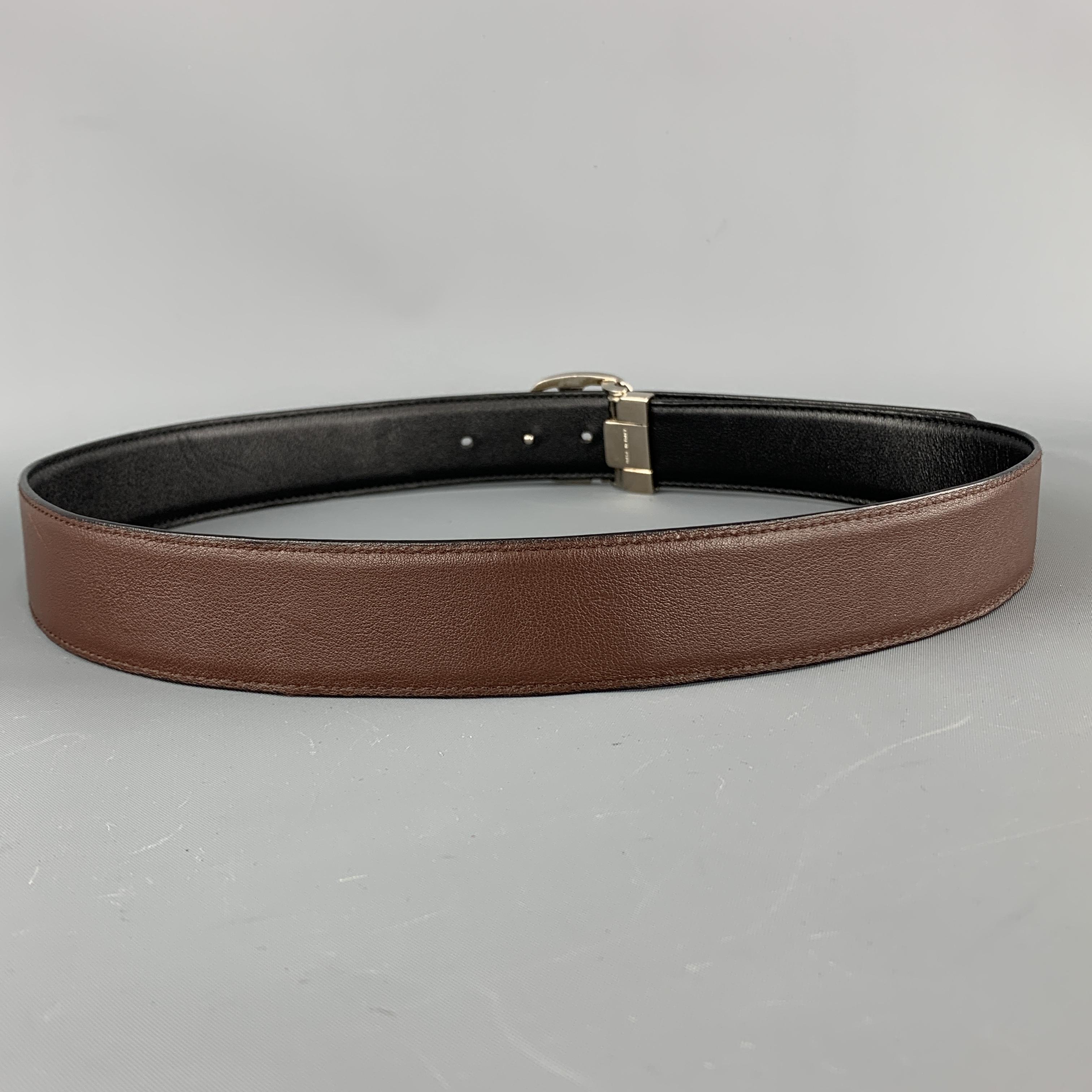 SALVATORE FERRAGAMO Size 32 Black & Brown Reversible Leather Belt 2