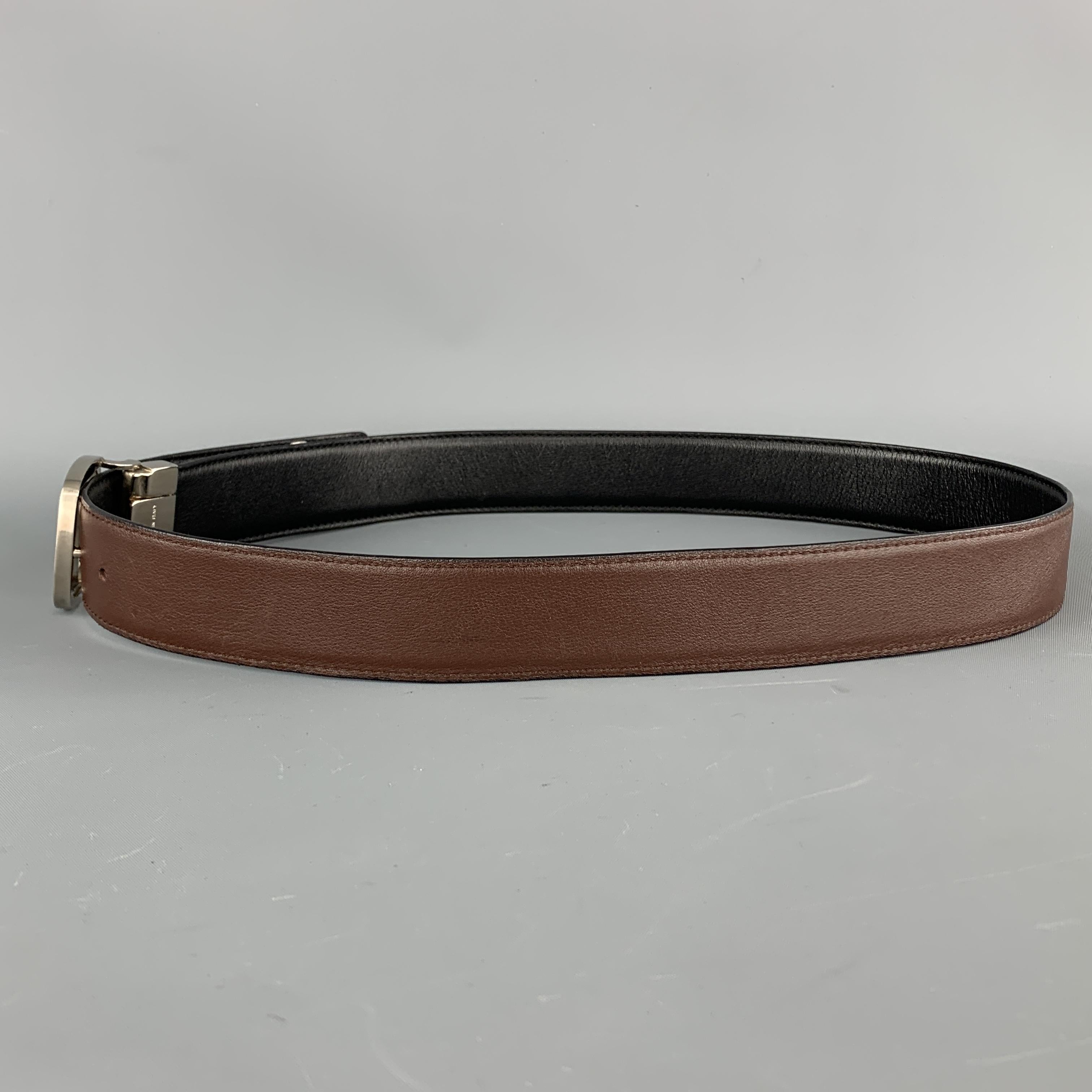 SALVATORE FERRAGAMO Size 32 Black & Brown Reversible Leather Belt 3