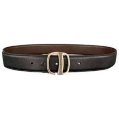 SALVATORE FERRAGAMO Size 32 Black & Brown Reversible Leather Belt