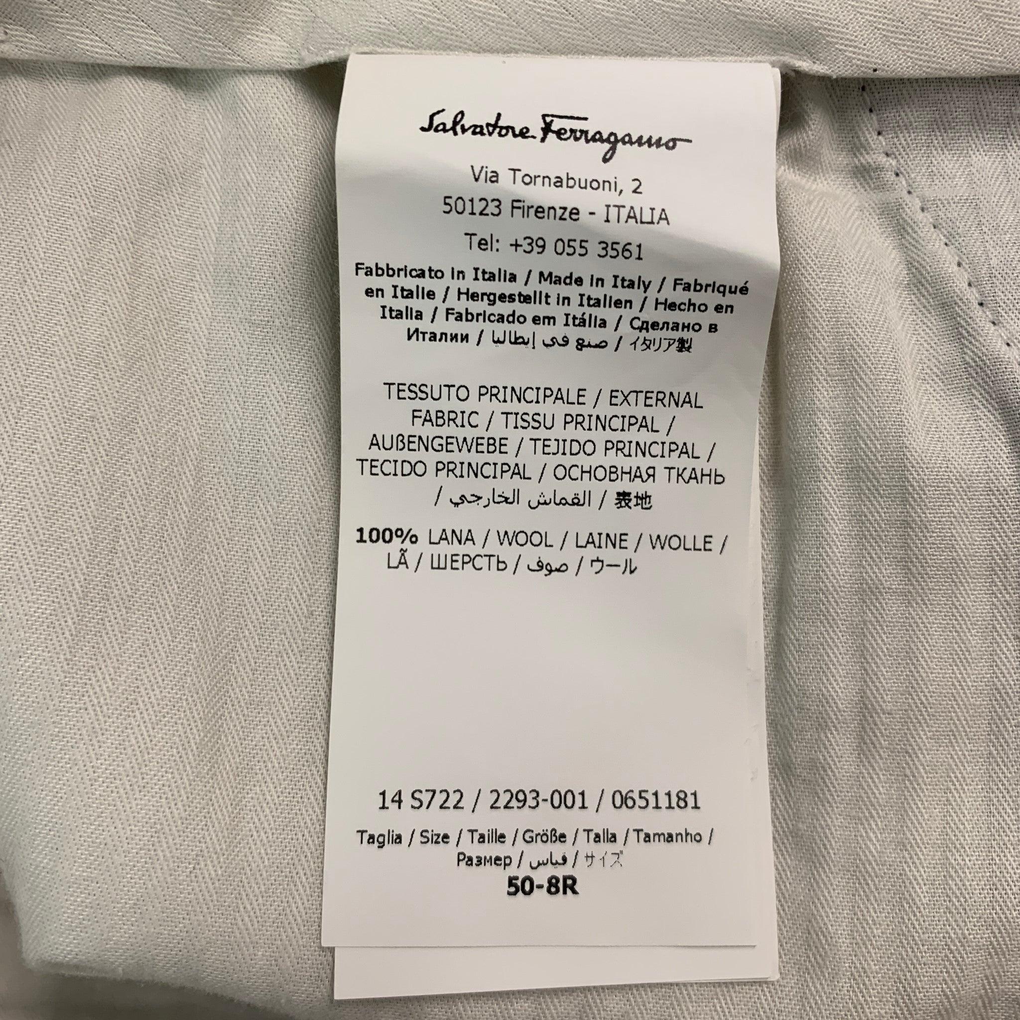SALVATORE FERRAGAMO Size 32 Black White Plaid Wool Zip Fly Dress Pants In Excellent Condition In San Francisco, CA