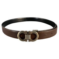 SALVATORE FERRAGAMO Size 32 Brown Black Reversible Leather Belt
