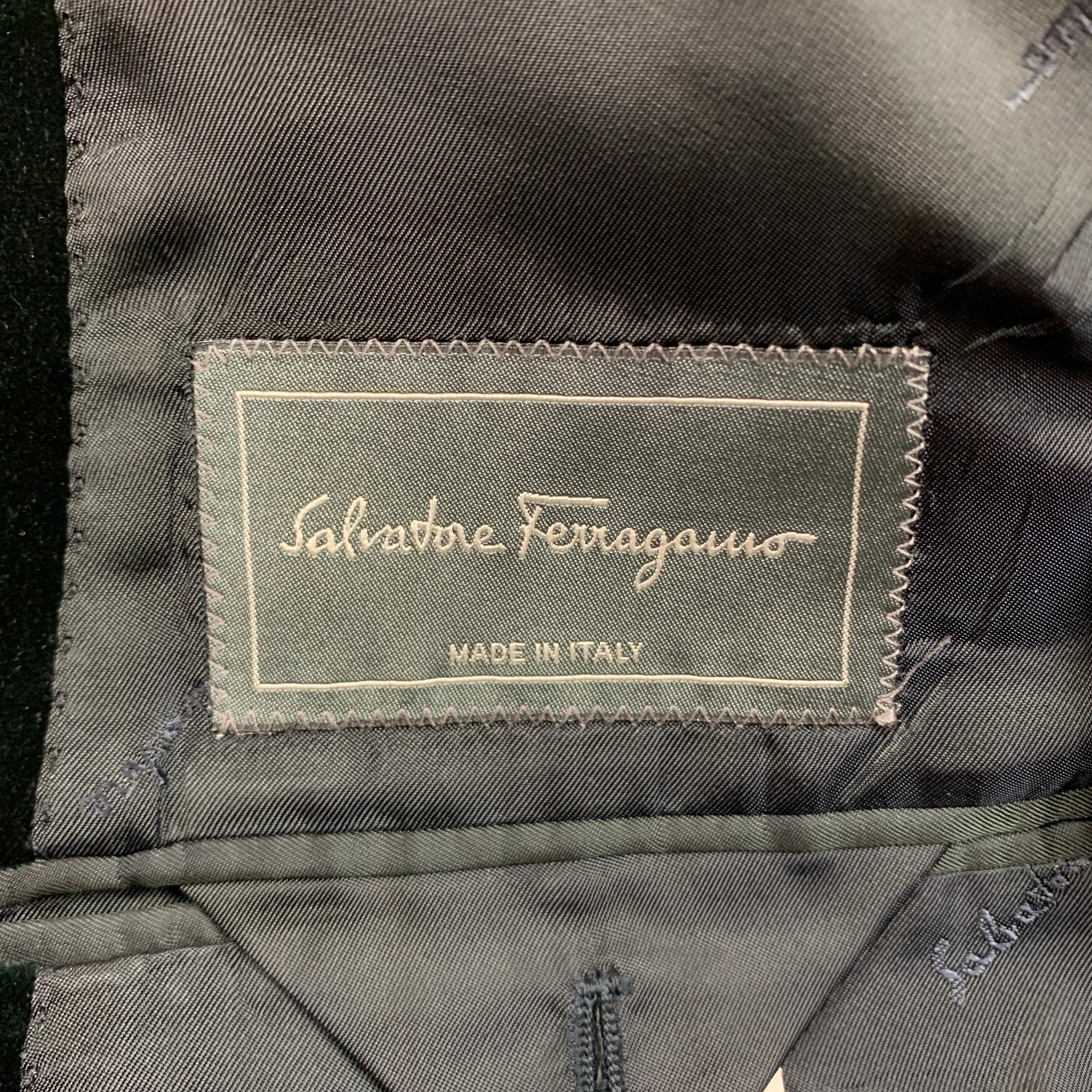 SALVATORE FERRAGAMO Size 38 Black & Burgundy Print Wool / Silk Sport Coat 3