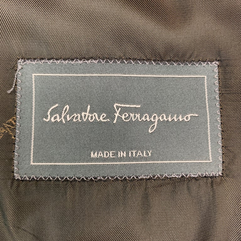 SALVATORE FERRAGAMO Size 38 Taupe Brown Checkered Cotton Velvet Notch ...