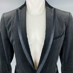 SALVATORE FERRAGAMO Size 40 Black Nailhead Cotton Velvet Sport Coat