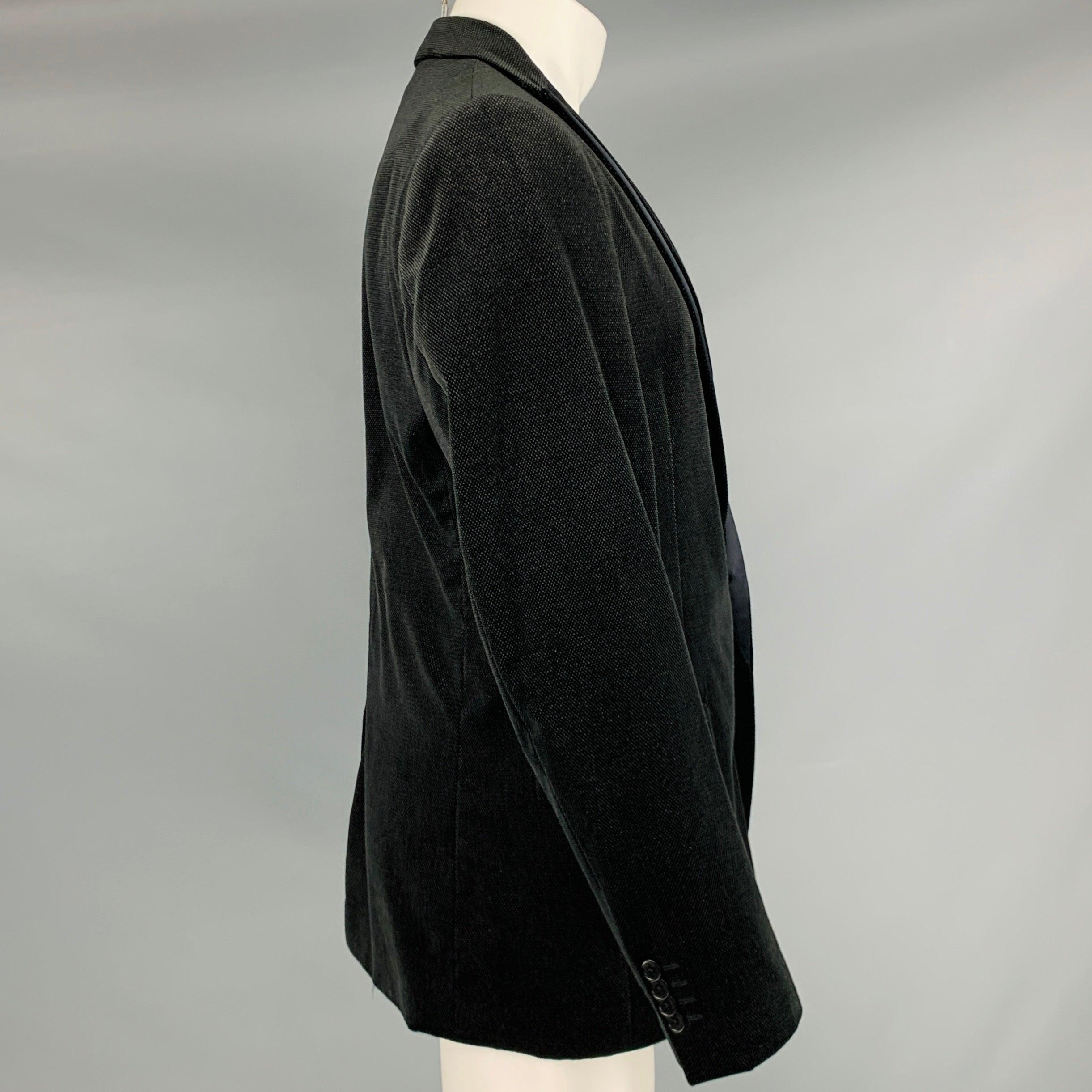 SALVATORE FERRAGAMO Size 40 Black Nailhead Cotton Velvet Sport Coat In Excellent Condition For Sale In San Francisco, CA