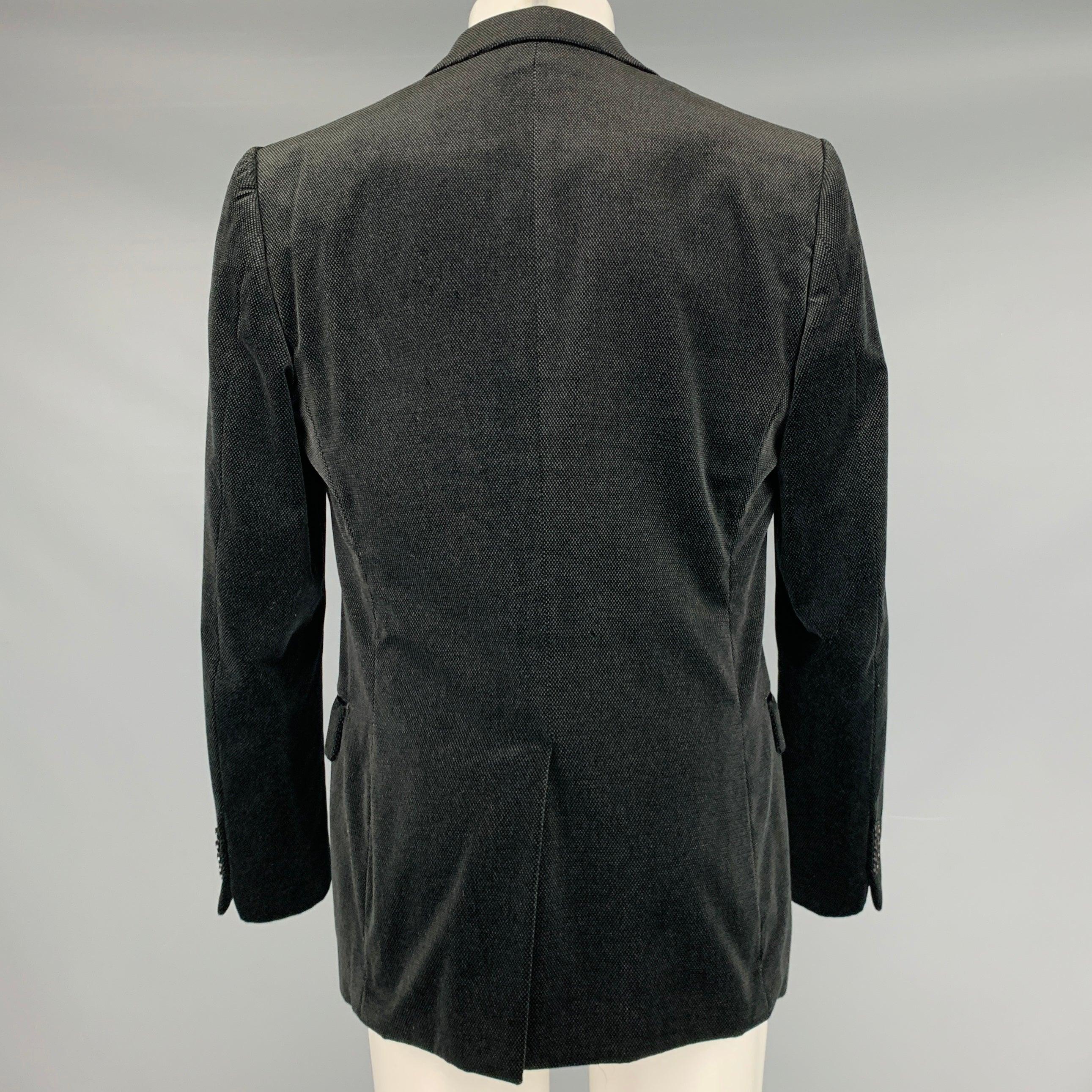Men's SALVATORE FERRAGAMO Size 40 Black Nailhead Cotton Velvet Sport Coat For Sale