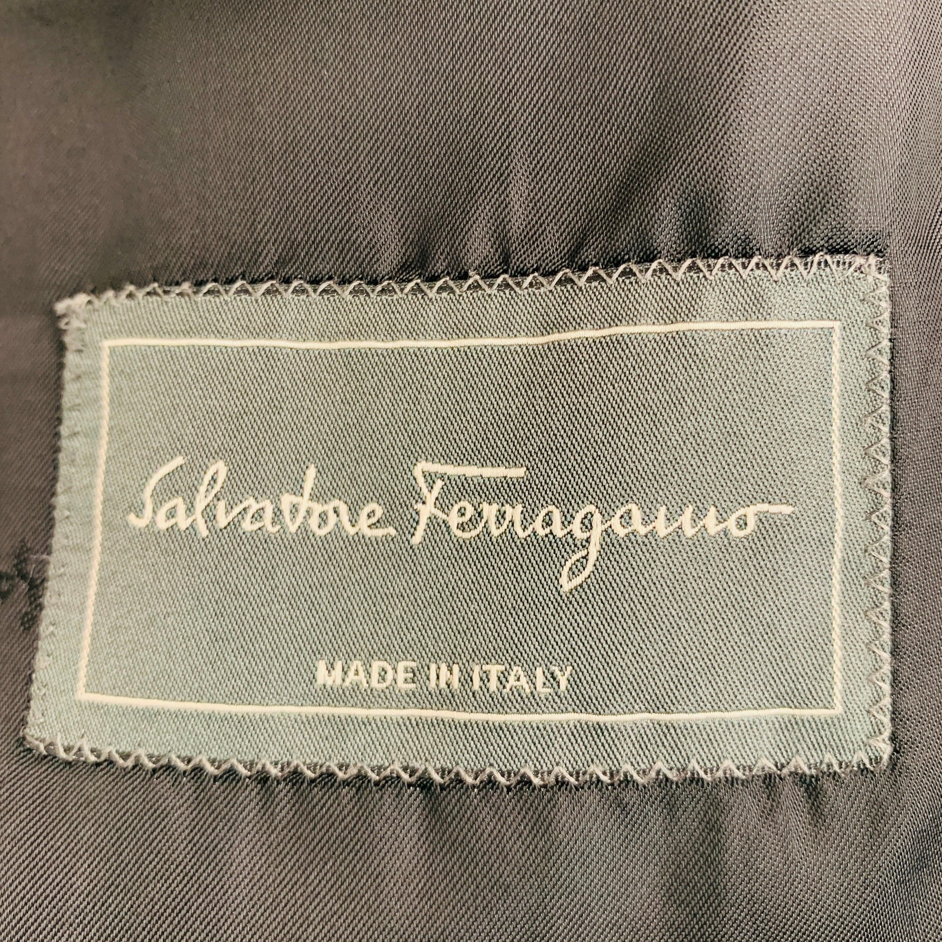 SALVATORE FERRAGAMO Size 40 Black Nailhead Cotton Velvet Sport Coat For Sale 2