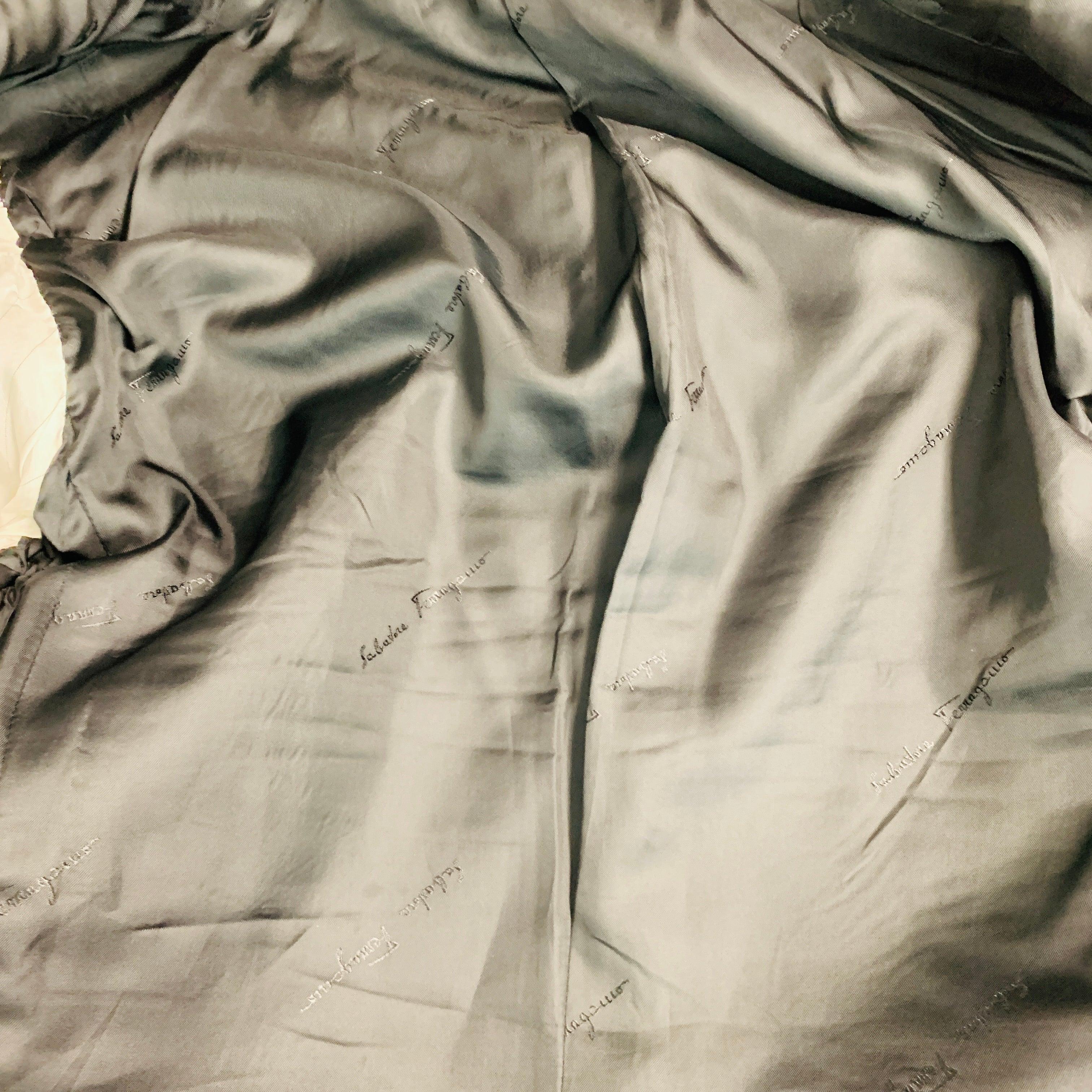 SALVATORE FERRAGAMO Size 40 Black Nailhead Cotton Velvet Sport Coat For Sale 3