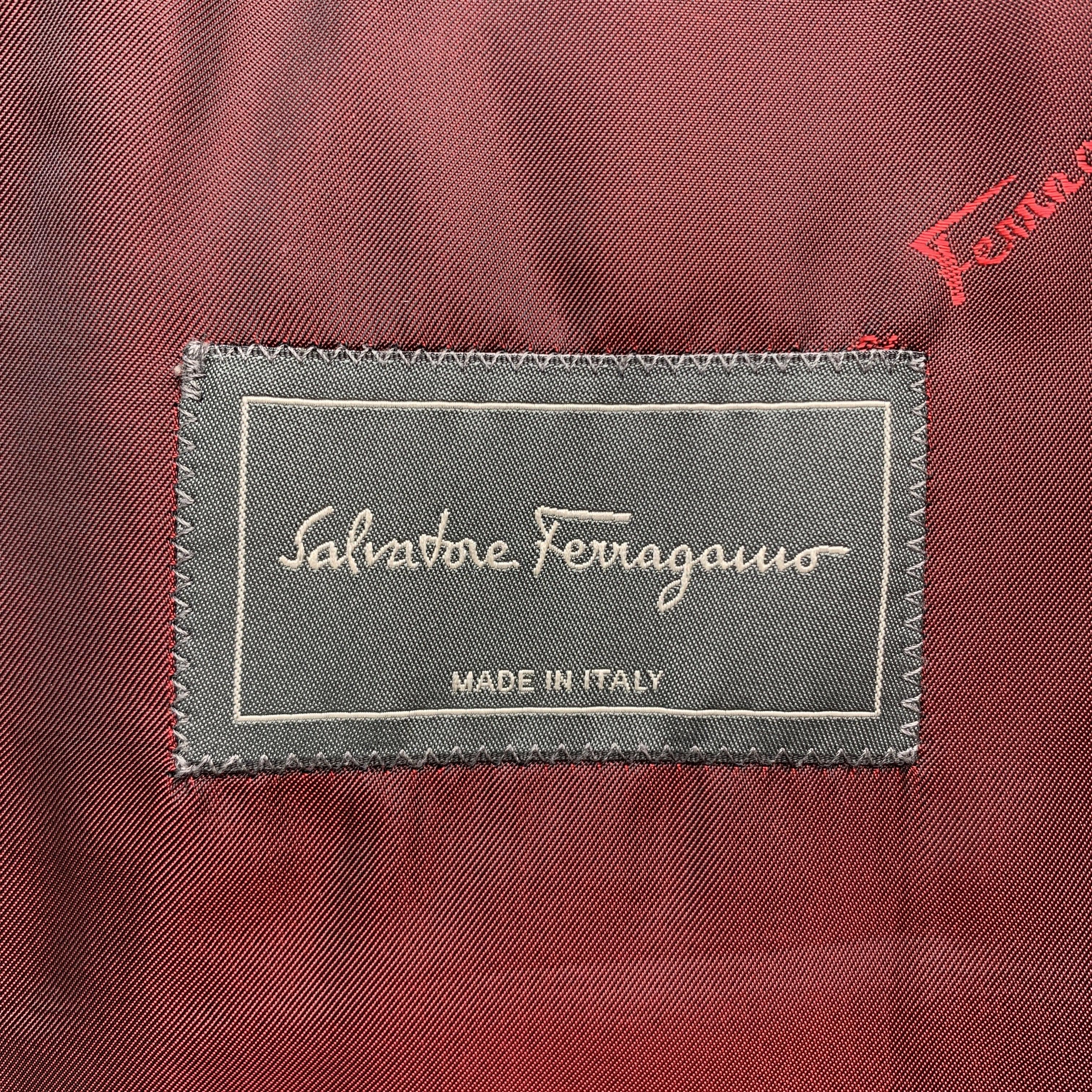 SALVATORE FERRAGAMO Size 40 Black Wool Satin Panel Peak Lapel Sport Coat For Sale 3