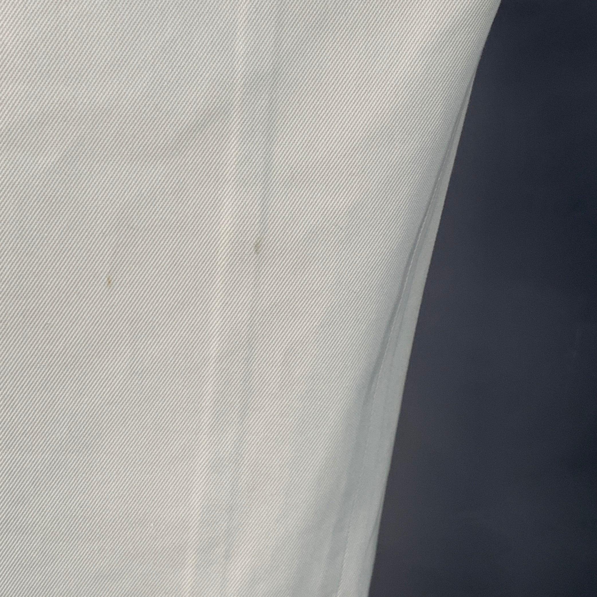 Blanc SALVATORE FERRAGAMO Taille 40 Pantalon droit décontracté en sergé de coton soie blanc cassé en vente
