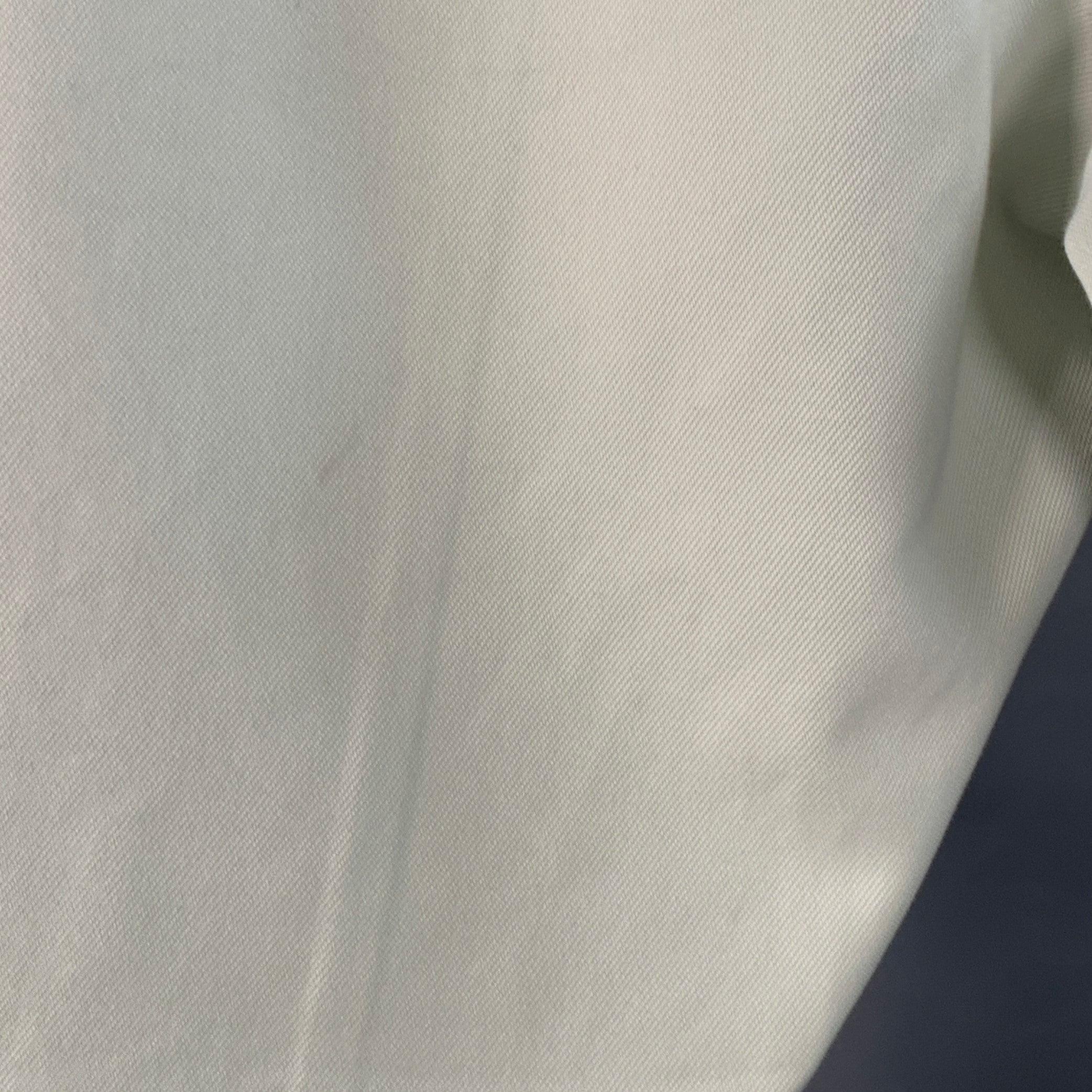 SALVATORE FERRAGAMO Taille 40 Pantalon droit décontracté en sergé de coton soie blanc cassé Bon état - En vente à San Francisco, CA