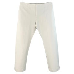 SALVATORE FERRAGAMO Taille 40 Pantalon droit décontracté en sergé de coton soie blanc cassé