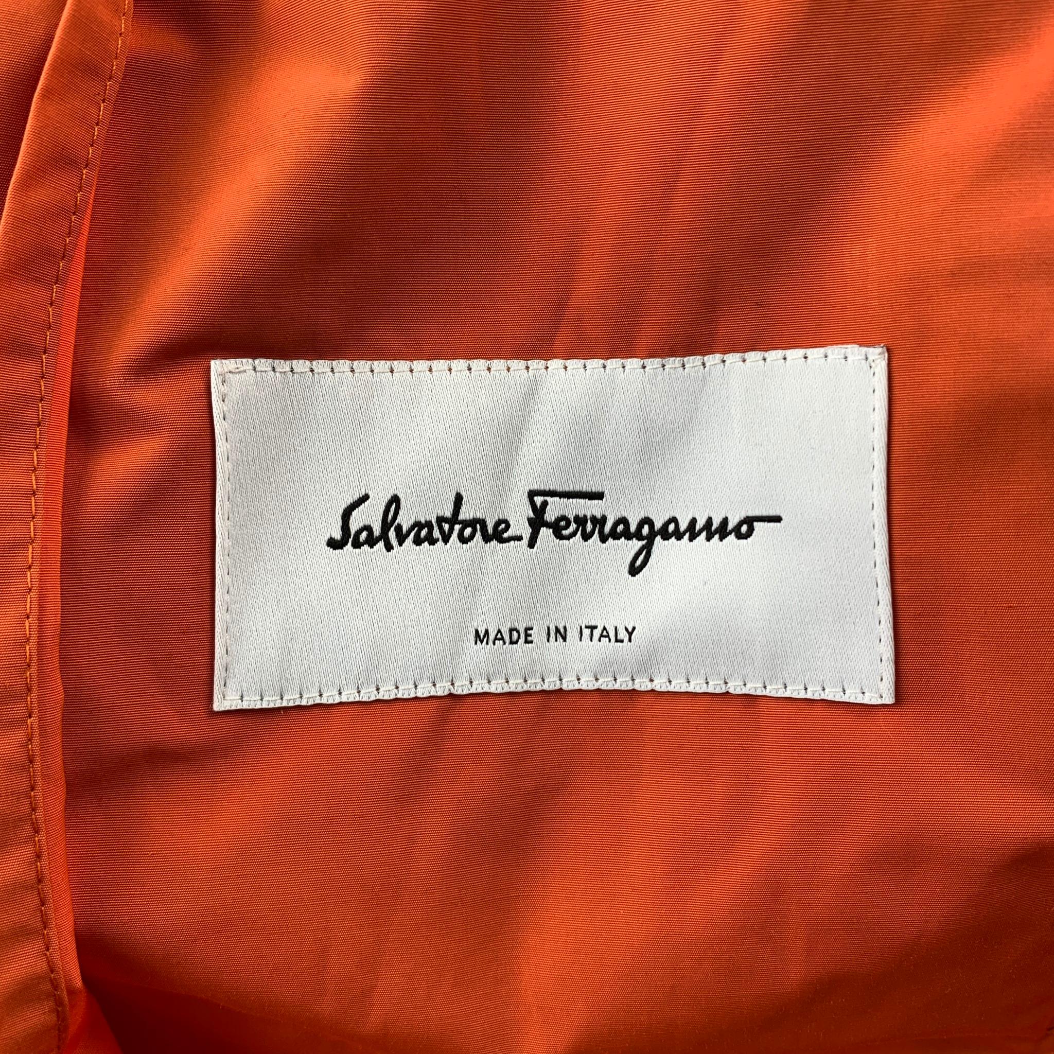 SALVATORE FERRAGAMO Size 40 Orange Polyester / Cotton Full Zip Jacket In New Condition In San Francisco, CA