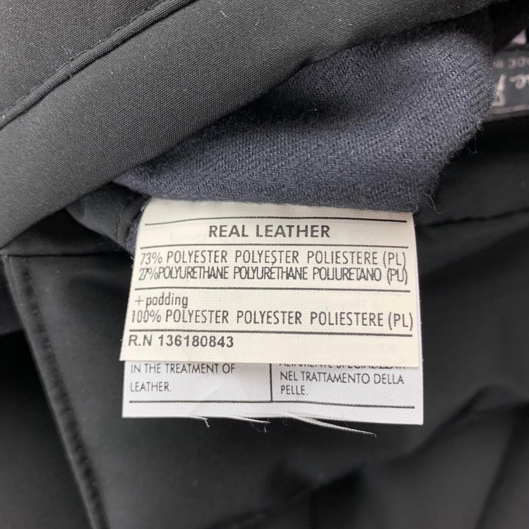 SALVATORE FERRAGAMO Size 42 Black Leather Zip & Snaps Reversible Coat For Sale 2