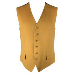 SALVATORE FERRAGAMO Size 42 Mustard Wool Buttoned Vest