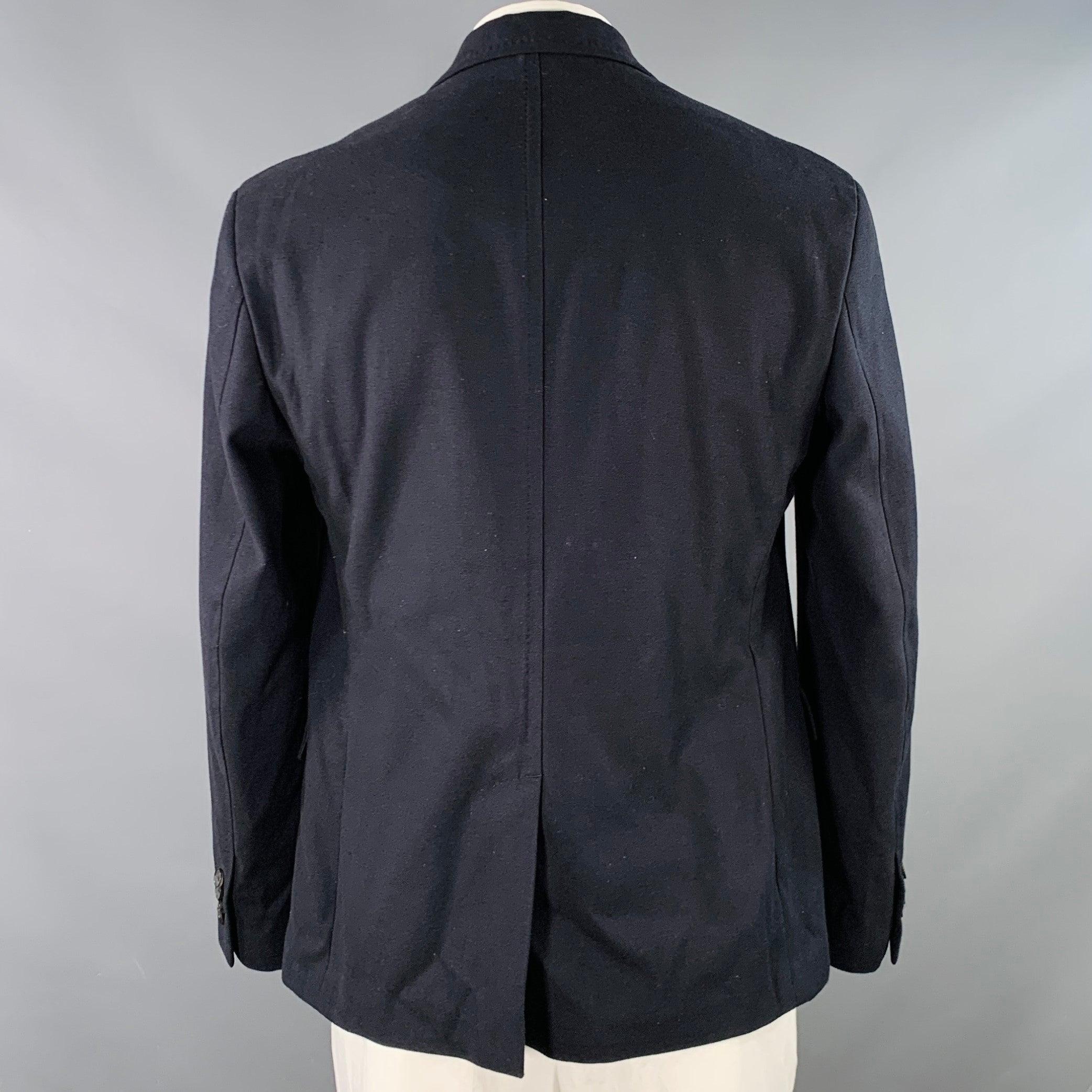 SALVATORE FERRAGAMO Size 42 Navy Twill Virgin Wool Cotton Sport Coat In Good Condition For Sale In San Francisco, CA