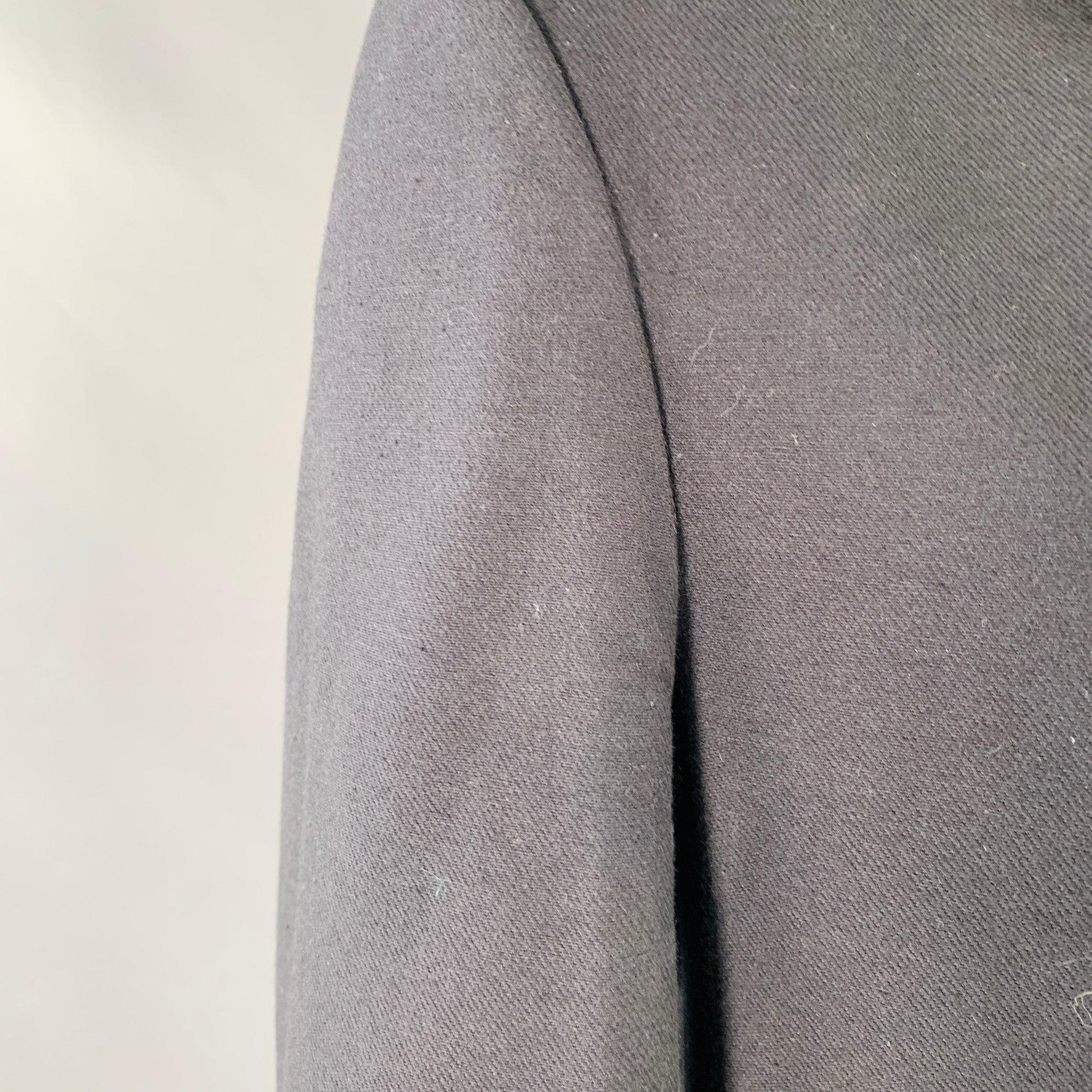 SALVATORE FERRAGAMO Size 42 Navy Twill Virgin Wool Cotton Sport Coat For Sale 3