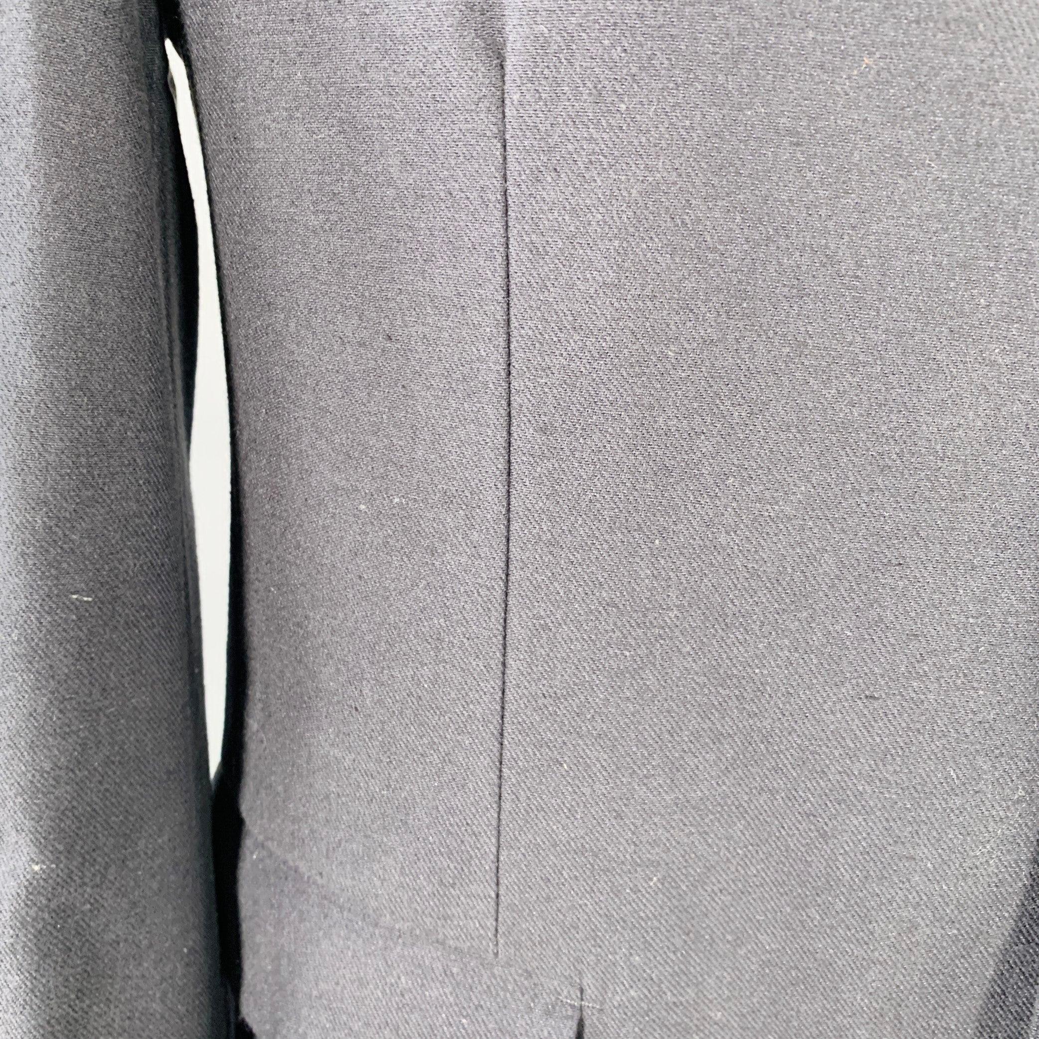 SALVATORE FERRAGAMO Size 42 Navy Twill Virgin Wool Cotton Sport Coat For Sale 4