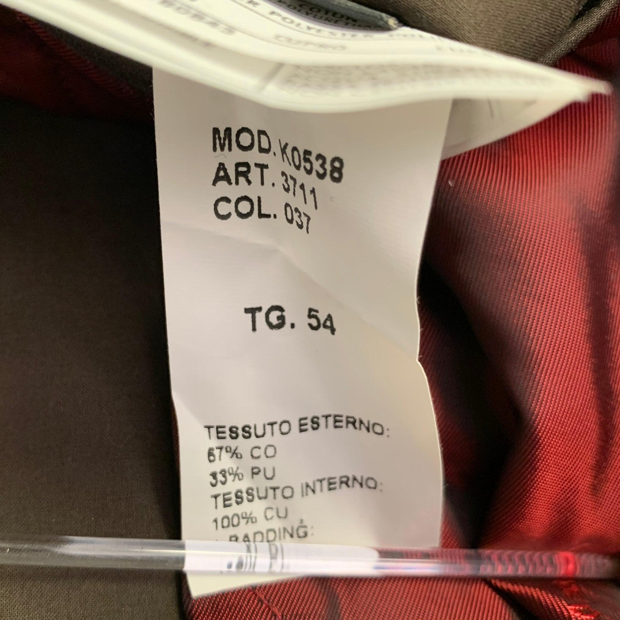 SALVATORE FERRAGAMO Size 44 Brown Cotton Blend Turn Lock Coat For Sale 7