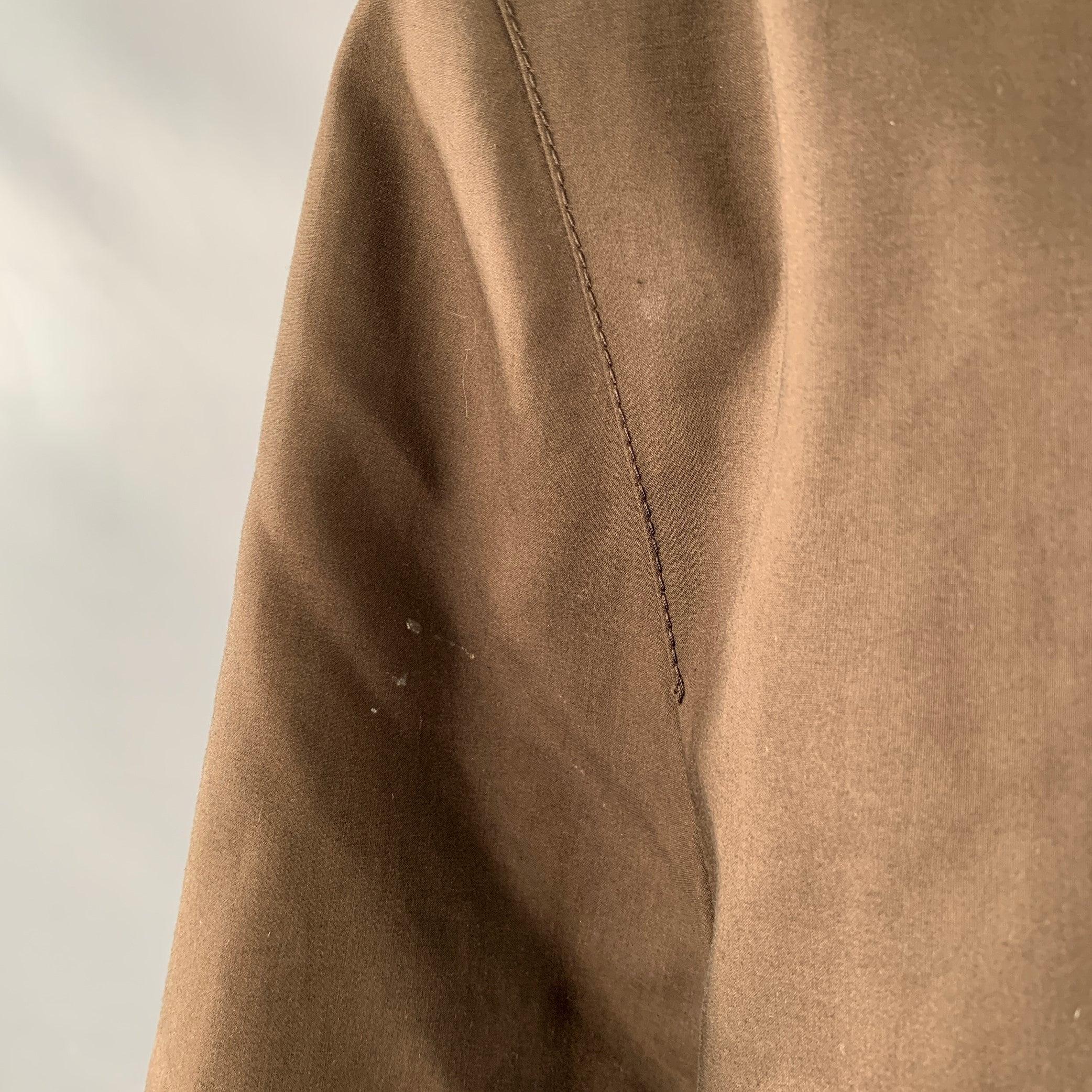 SALVATORE FERRAGAMO Size 44 Brown Cotton Blend Turn Lock Coat For Sale 3