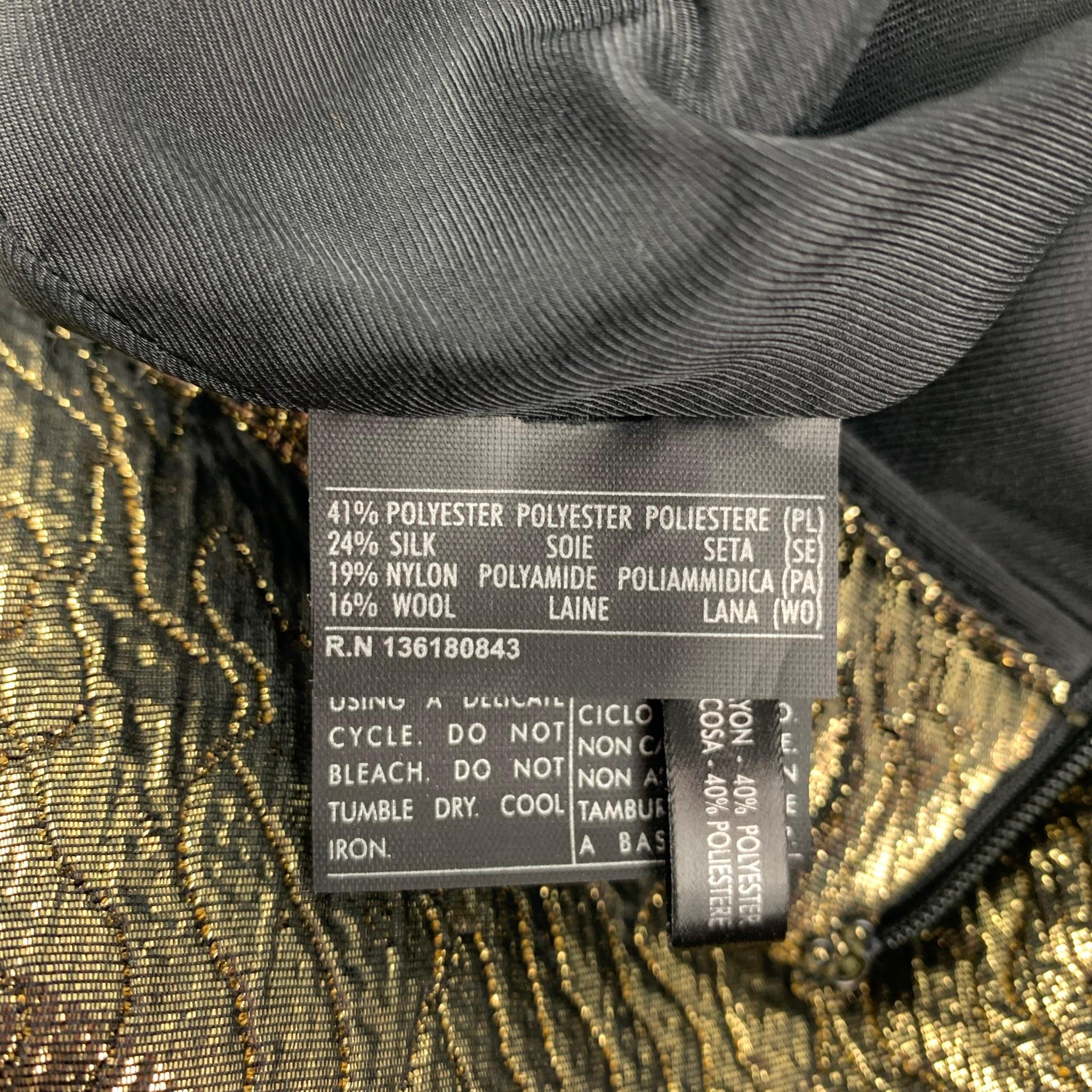 SALVATORE FERRAGAMO Size 6 Gold & Black Polyester Blend Textured Skirt In Excellent Condition In San Francisco, CA