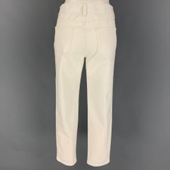 SALVATORE FERRAGAMO Talla 6 Blanco Algodón Zip Fly Jeans