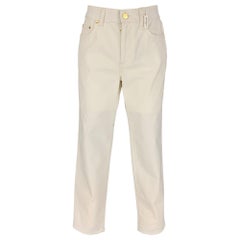 SALVATORE FERRAGAMO Talla 6 Blanco Algodón Zip Fly Jeans