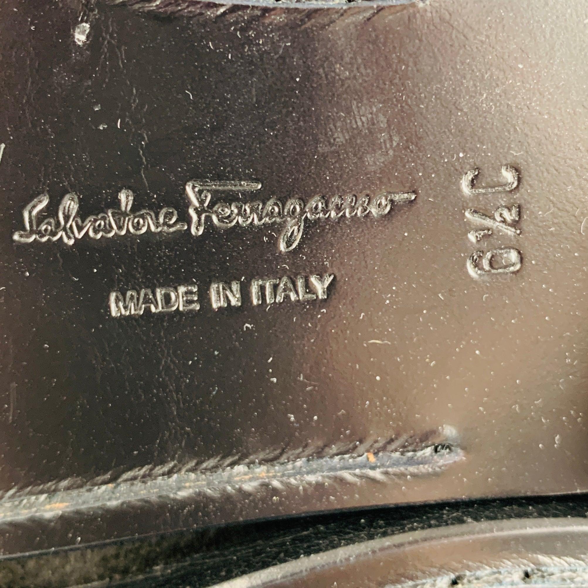 SALVATORE FERRAGAMO Size 6.5 Black Silver Gold Suede Loafer Flats For Sale 3