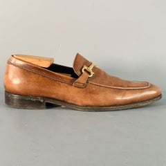 SALVATORE FERRAGAMO Size 7 Brown Gold Leather Horsebit Loafers