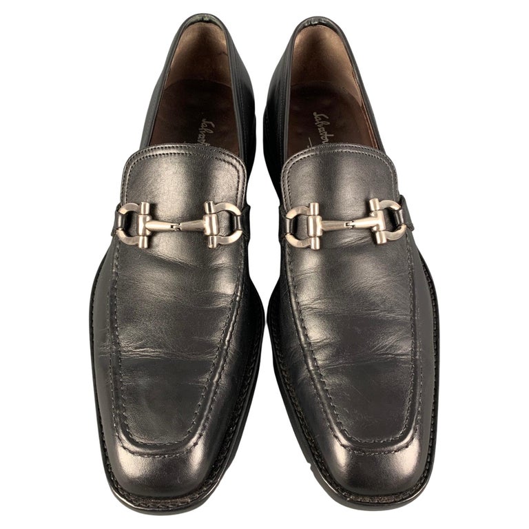 Salvatore Ferragamo Black Calf Leather Moccasins Loafers
