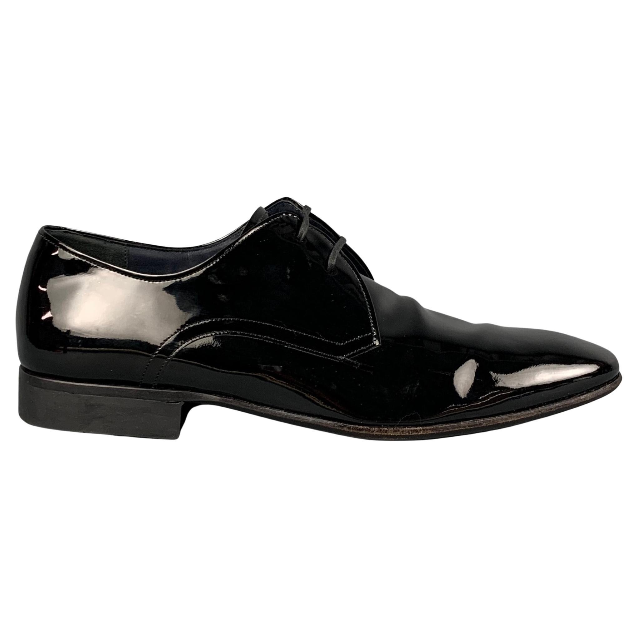SALVATORE FERRAGAMO Size 8 Black Leather Lace Up Shoes