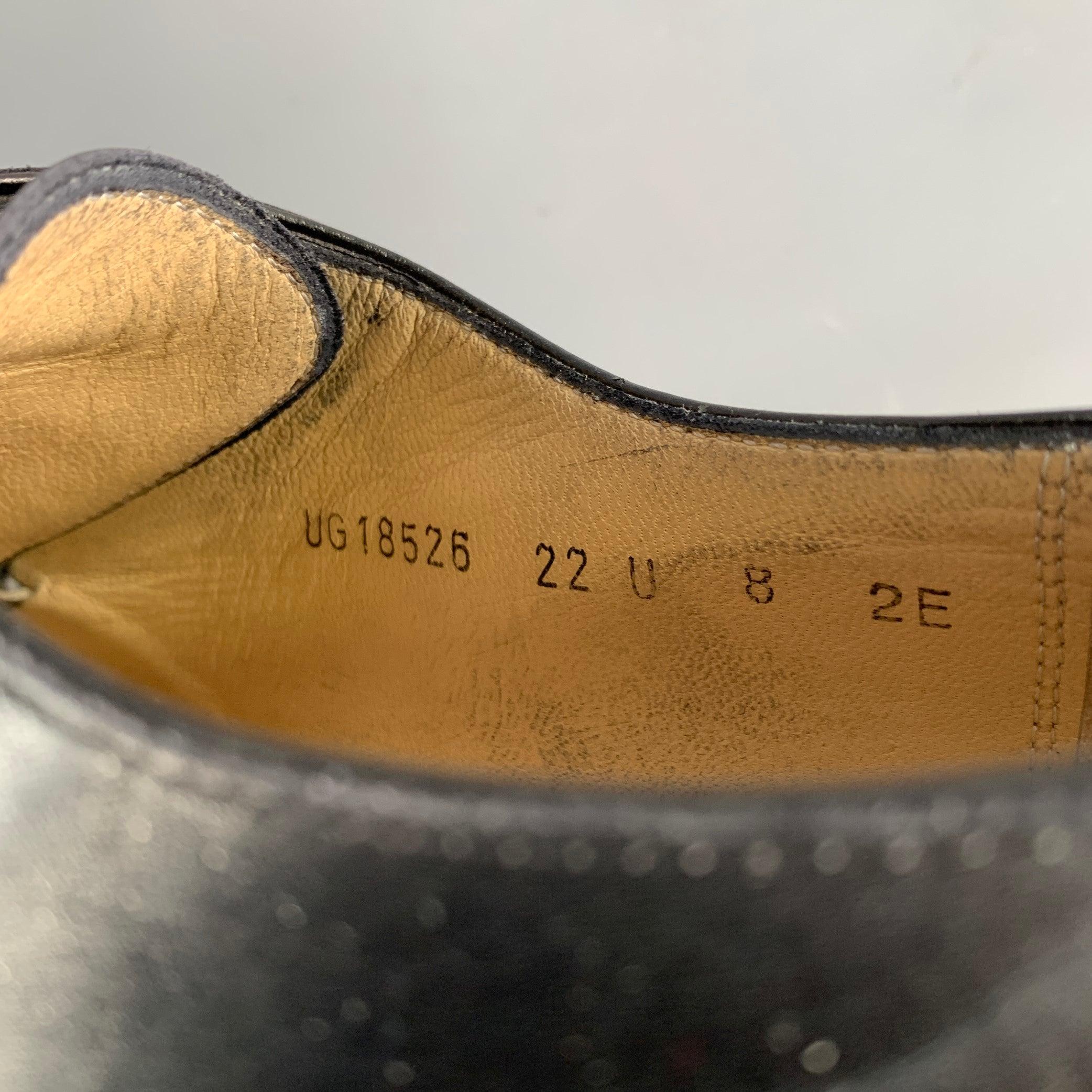 SALVATORE FERRAGAMO Size 8 Black Leather Monk Strap Loafers For Sale 5