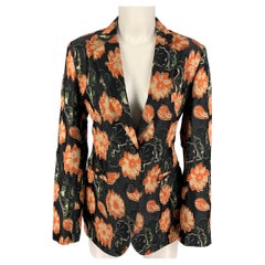 SALVATORE FERRAGAMO Size 8 Black Orange Beige Jacket Blazer