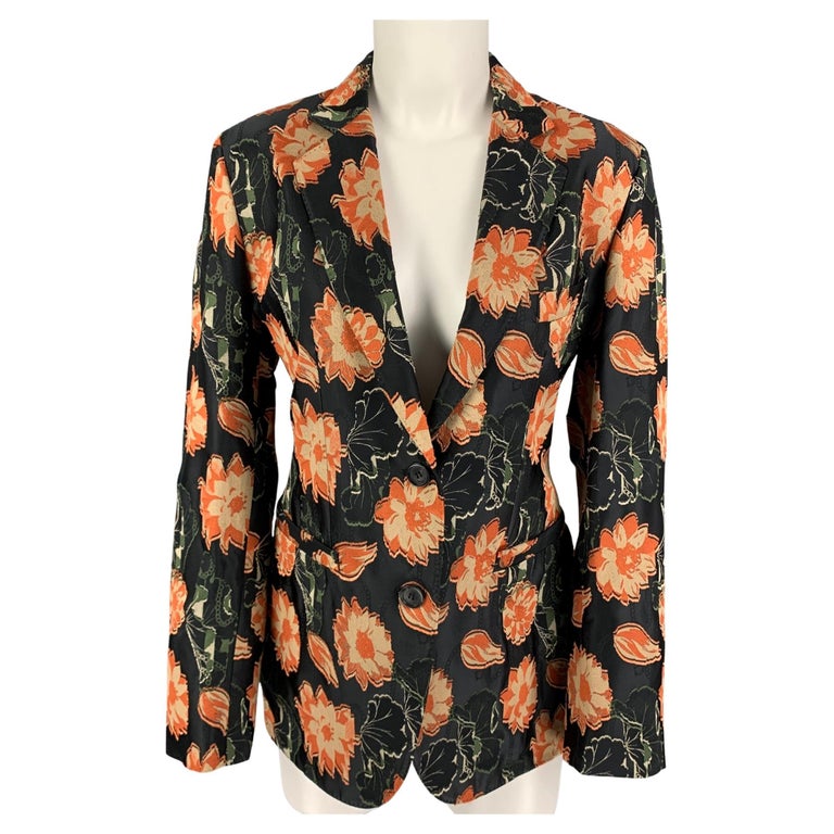 SALVATORE FERRAGAMO Size 8 Black Orange Beige Jacket Blazer For Sale at  1stDibs