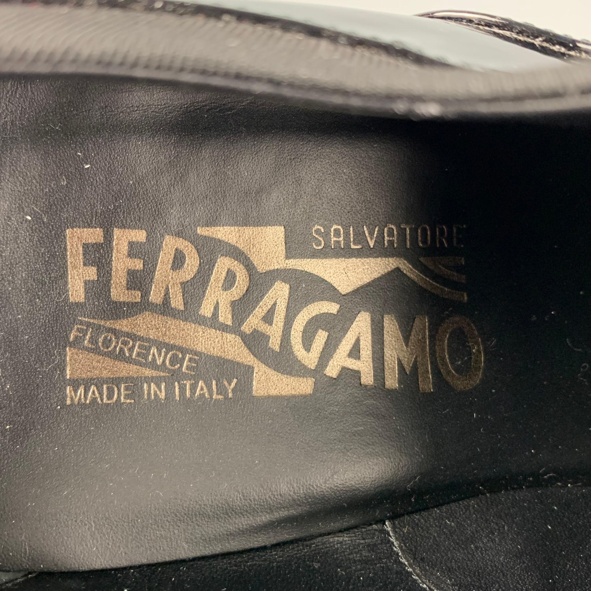 SALVATORE FERRAGAMO Size 8.5 Black Leather Lace Up Shoes In Good Condition In San Francisco, CA