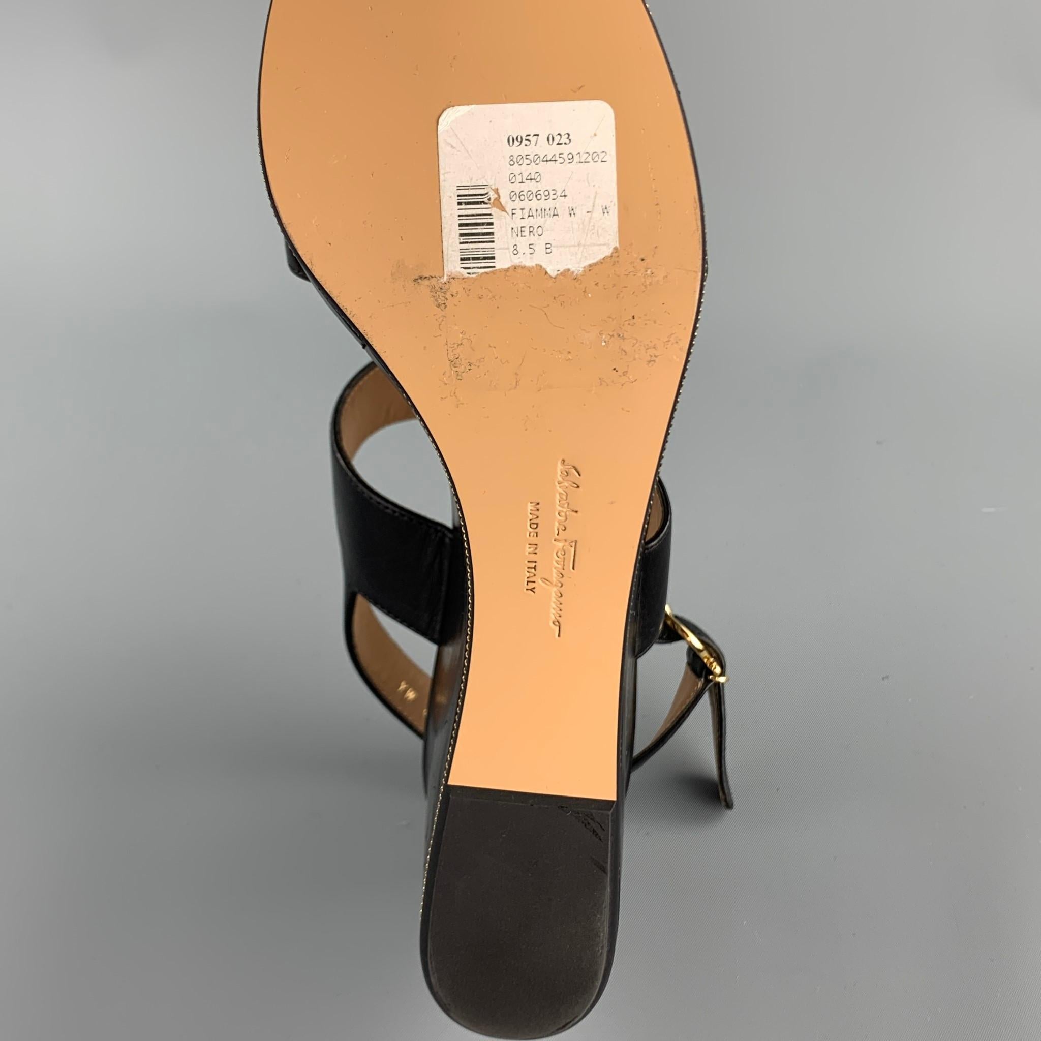 SALVATORE FERRAGAMO Size 8.5 Black Leather Platform Sandals 4
