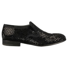 Used SALVATORE FERRAGAMO Size 9 Black Beaded Leather Slip On Loafers