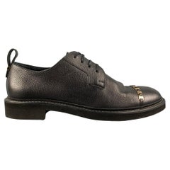 SALVATORE FERRAGAMO Size 9 Black Leather Cap Toe Laces