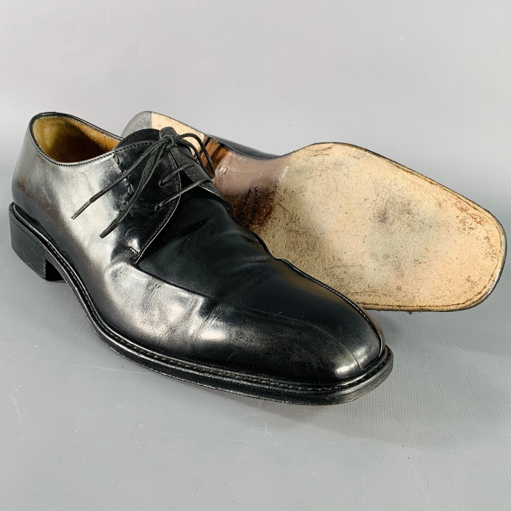 SALVATORE FERRAGAMO Size 9 Black Leather Derby Lace-Up Shoes 1