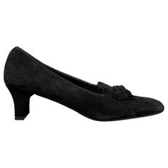 SALVATORE FERRAGAMO Size 9 Black Suede Tassels Pumps