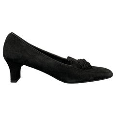 SALVATORE FERRAGAMO Size 9 Black Suede Tassels Pumps