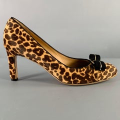 SALVATORE FERRAGAMO Size 9 -Carla- Brown Beige Calf Hair Animal Print Bow Pumps