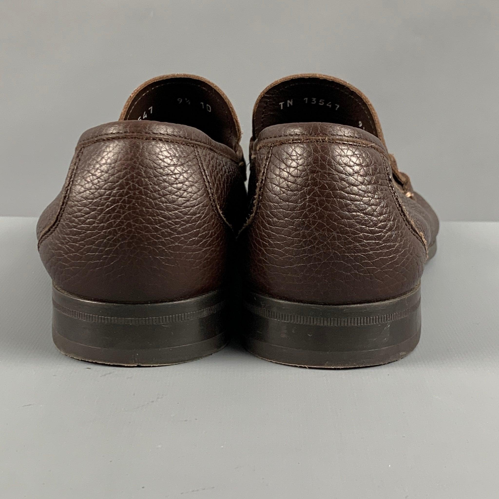 SALVATORE FERRAGAMO Size 9.5 Brown Leather Loafers In Good Condition In San Francisco, CA