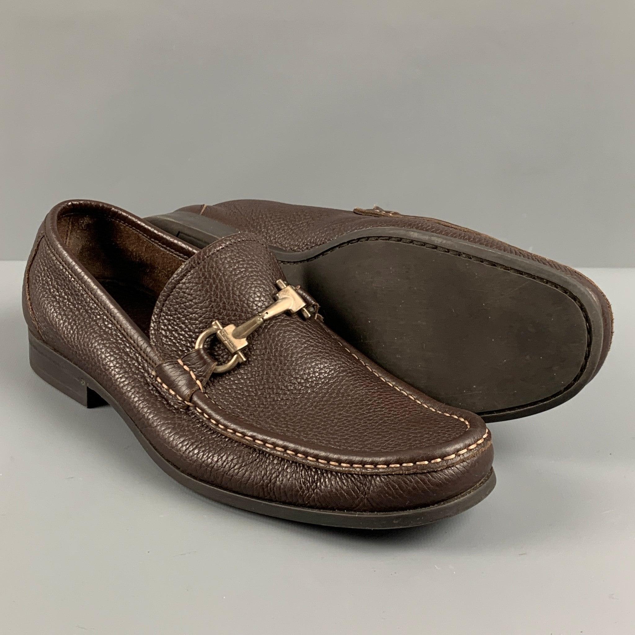 SALVATORE FERRAGAMO Size 9.5 Brown Leather Loafers 1