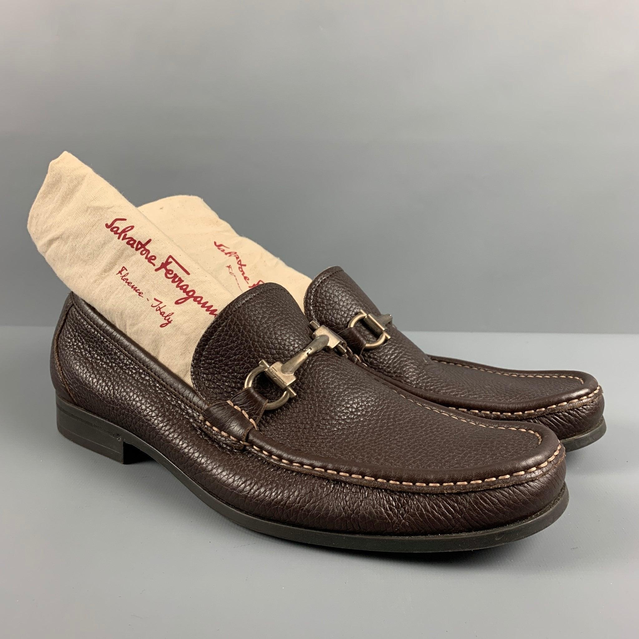 SALVATORE FERRAGAMO Size 9.5 Brown Leather Loafers 5